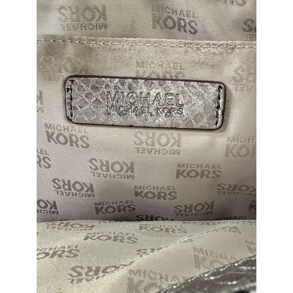 MICHAEL KORS Large Hamilton Gray Luxury Embossed Leather Satchel Shoulder Bag - Picture 10 of 17